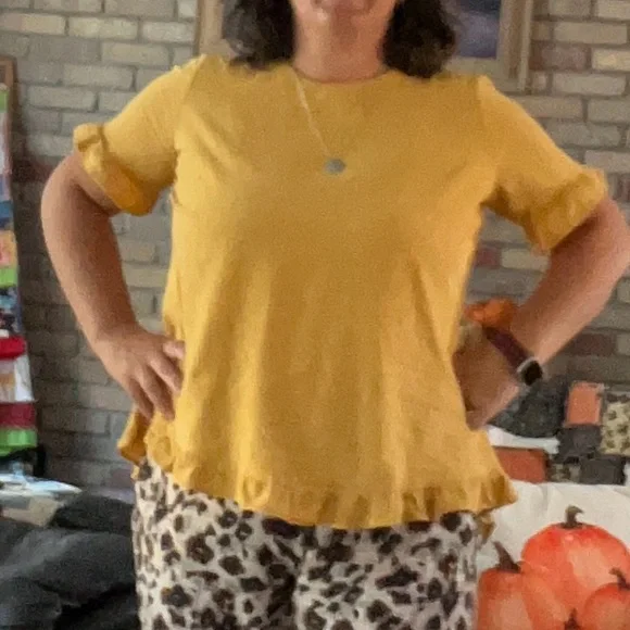 Goldenrod Ruffle Sleeve Women's Top - Picture 4 of 4